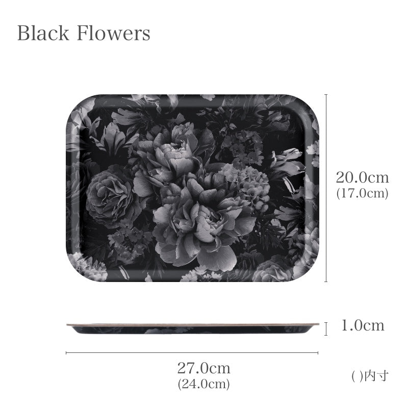 ary トレー  27×20 Black Flower