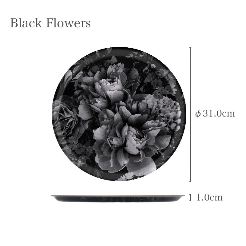 ary トレー φ31cm Black Flower